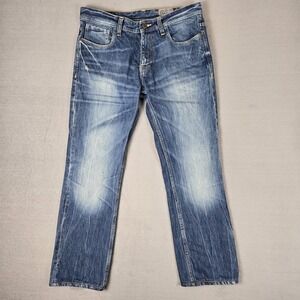 Voi Jeans Mens 34x34 (34x28) Beck Tokyo Blue Faded Denim Button Fly‎ PR14LZ